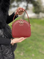 Bölmeli Ayarlanabilir Askılı Kutu Model Kadın El Ve Omuz Çantası bordo