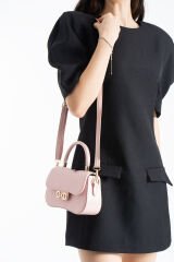 Pembe Kapaklı Baget Çapraz El Ve Omuz Kadın Çantası