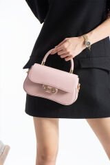 Pembe Kapaklı Baget Çapraz El Ve Omuz Kadın Çantası