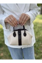 Nçs Krem Kahve Mini Kadın El Ve Omuz Çantası -zerafetin Minimal Hali(EN:18~BOY:13)
