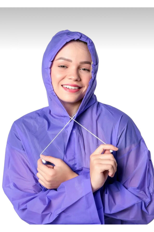 Unısex Kadın-Erkek Su Rüzgar Geçirmez Yağmurluk Çıtçıtlı Kapüşonlu
