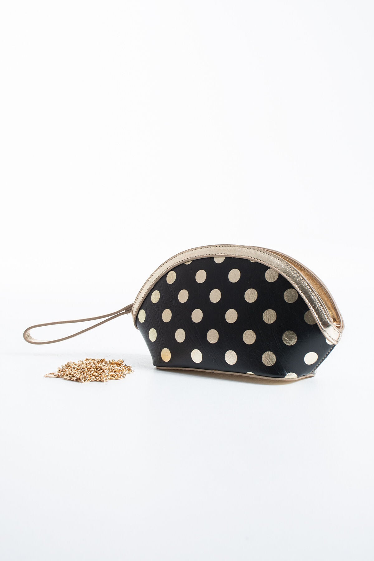 Siyah Altın Puantiyeli Clutch Portföy Kadın El Çantası Omuz Çantası Çapraz Çanta