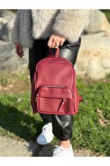 Taba Çok Gözlü Kadın Sırt Çantası Bordo