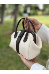 Nçs Krem Kahve Mini Kadın El Ve Omuz Çantası -zerafetin Minimal Hali(EN:18~BOY:13) Krem Kahve