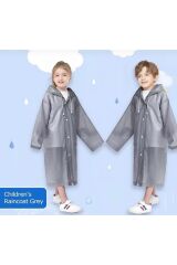 Unisex Çocuk Gri Su Rüzgar Geçirmez Yağmurluk Çıtçıtlı Kapüşonlu Gri - Standart