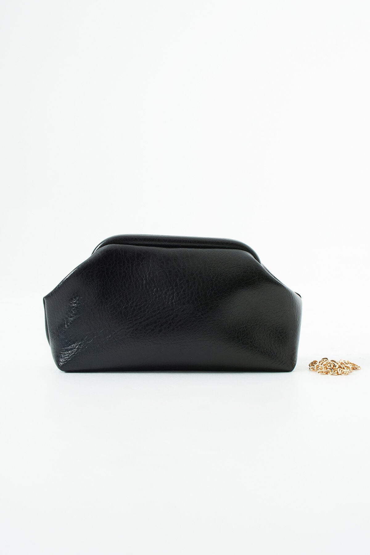 Altın Clutch Portföy El Ve Omuz Çantası Kadın Siyah