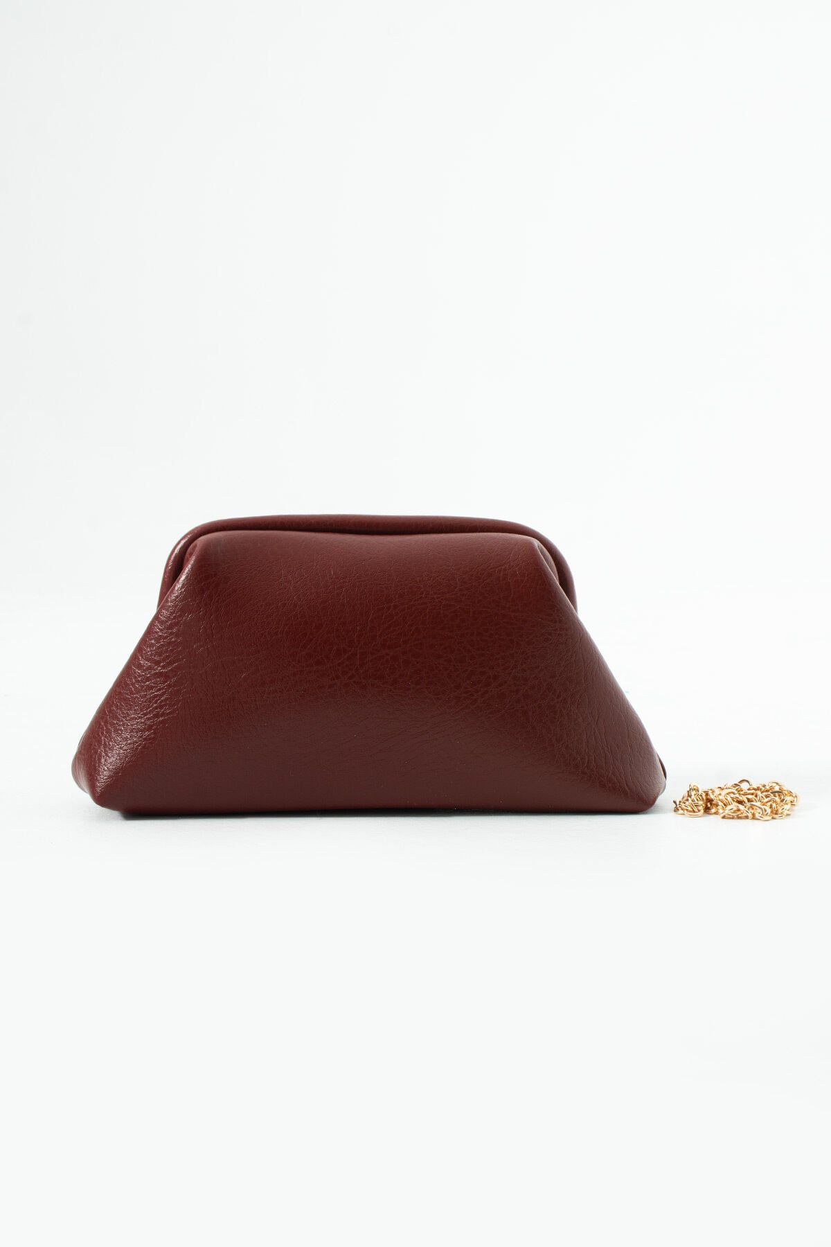 Altın Clutch Portföy El Ve Omuz Çantası Kadın Bordo
