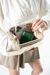 Altın Clutch Portföy El Ve Omuz Çantası Kadın Altın