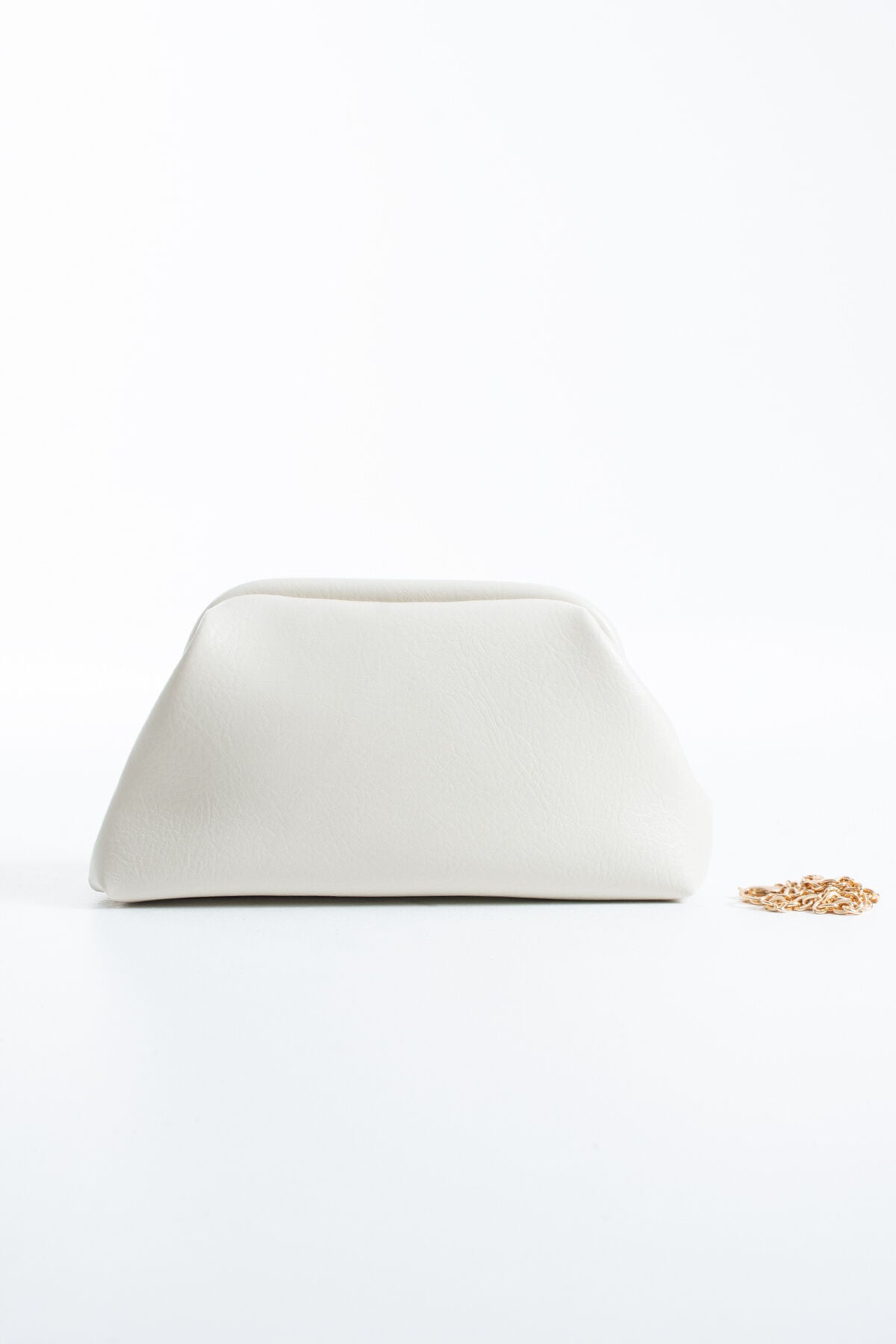 Altın Clutch Portföy El Ve Omuz Çantası Kadın Krem