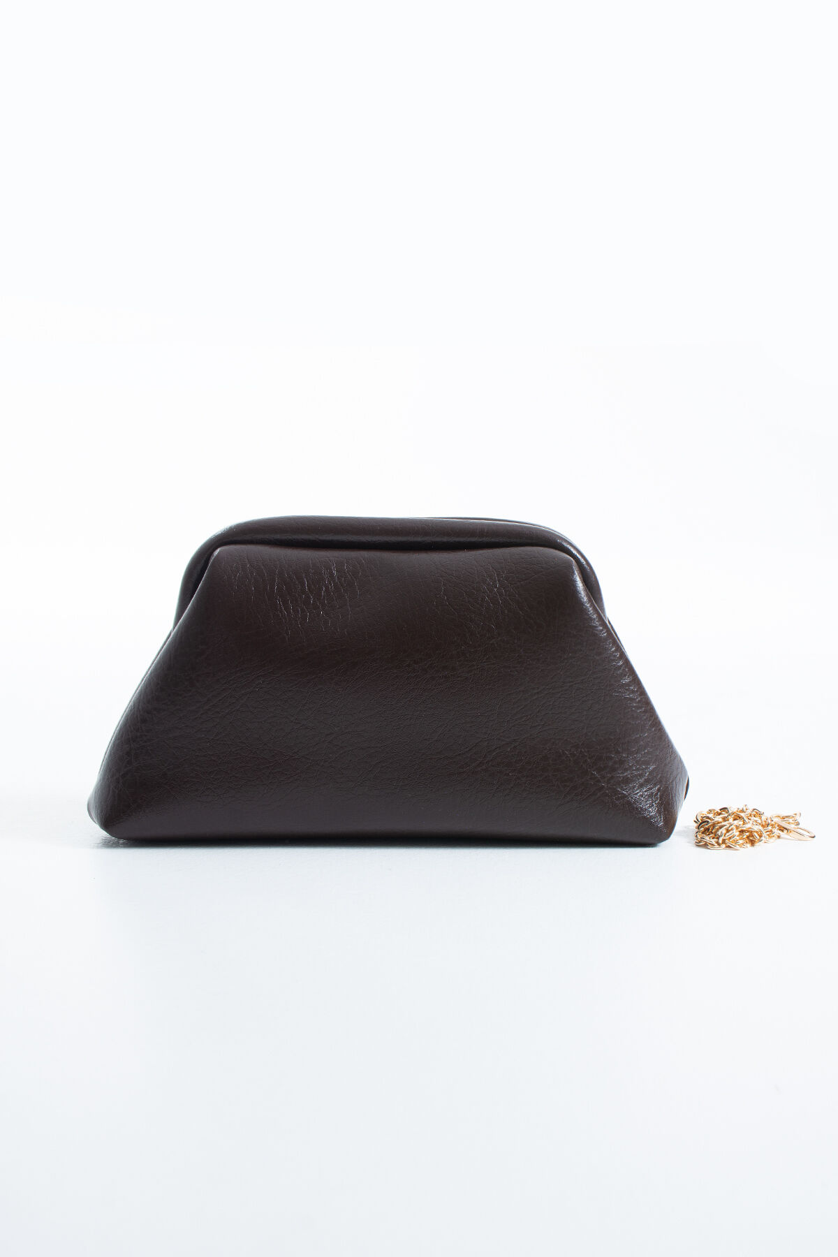 Altın Clutch Portföy El Ve Omuz Çantası Kadın Kahverengi