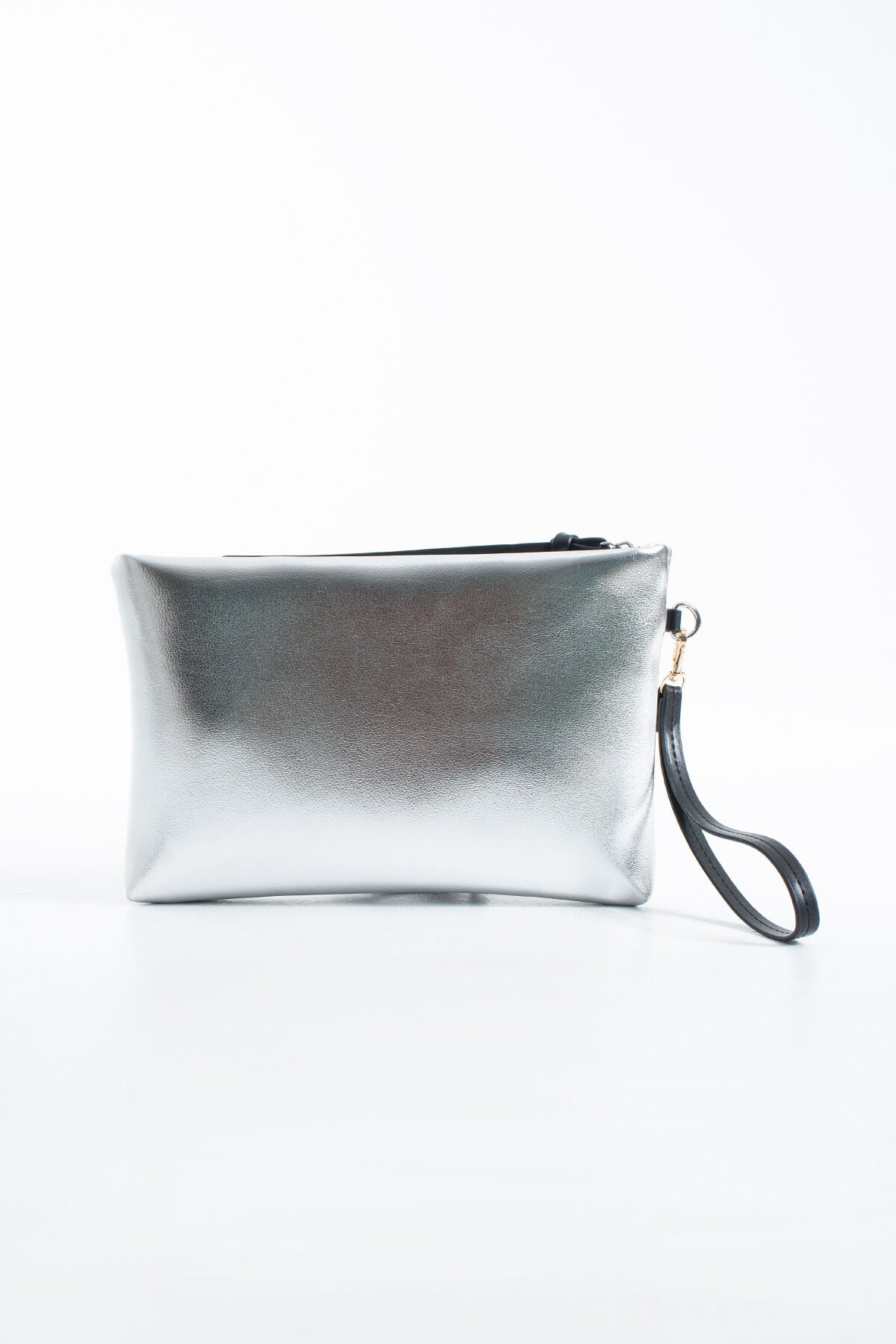 Krem Bilek Askılı Dokuma Clutch Portföy Kadın El Çantası Gümüş