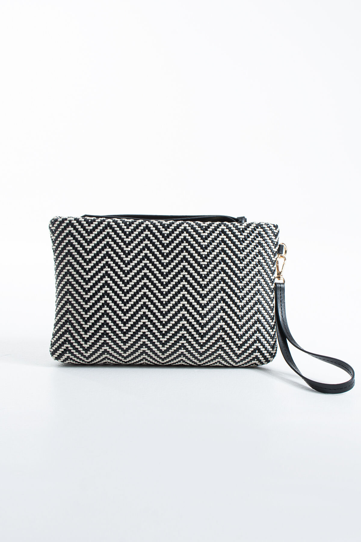 Vizon Hasır Kadın Clutch Portföy Çanta - Modern Dokulu Tasarım, Şık & Günlük Kullanım Siyah