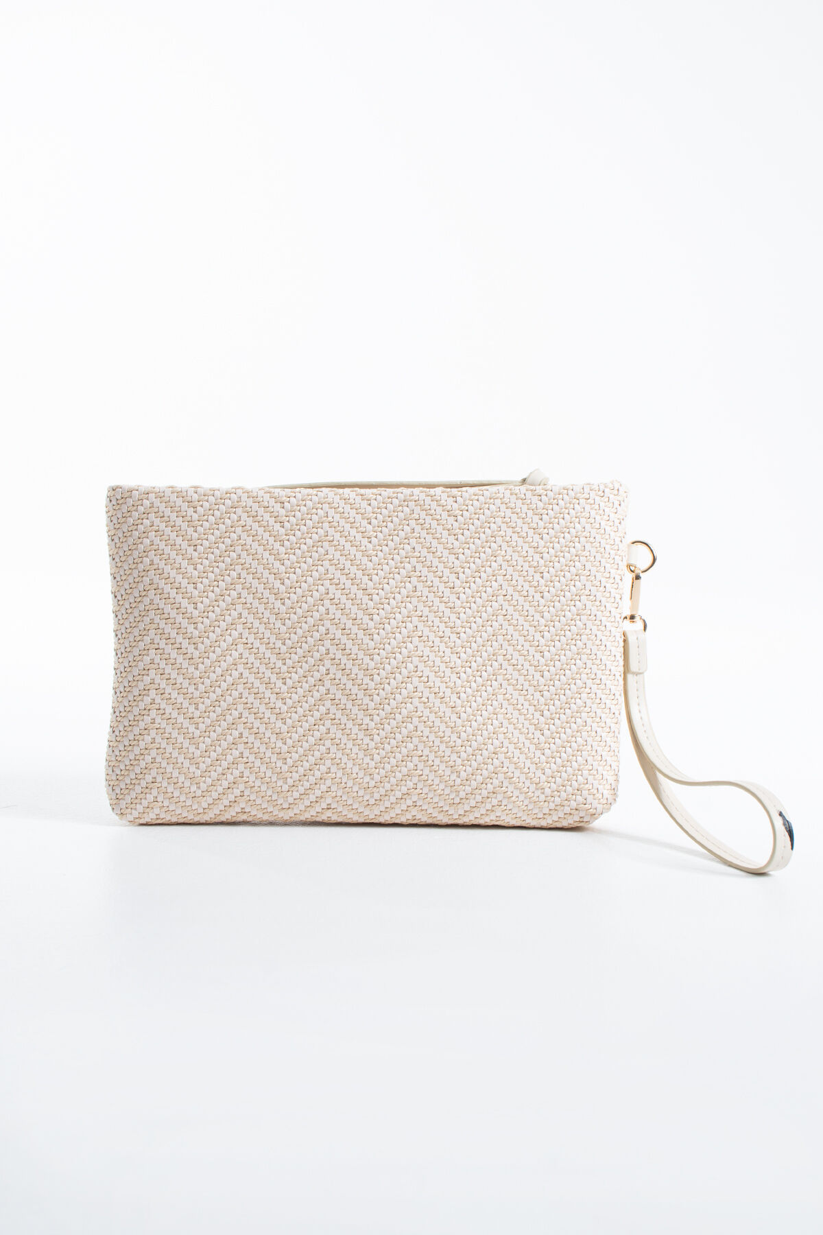 Vizon Hasır Kadın Clutch Portföy Çanta - Modern Dokulu Tasarım, Şık & Günlük Kullanım Nude
