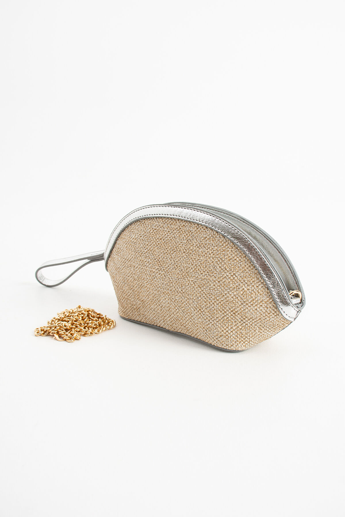 Gümüş Hasır Clutch Portföy Kadın El Çantası Omuz Çantası Çapraz Çanta Gümüş Hasır