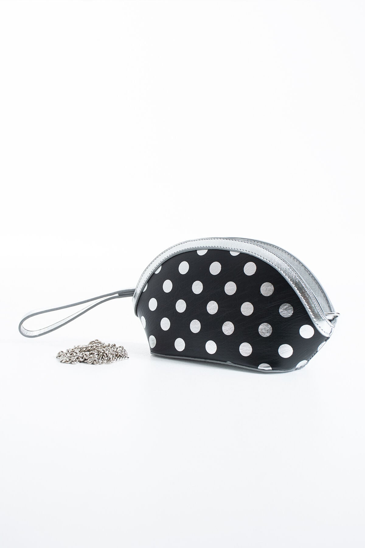 Siyah Altın Puantiyeli Clutch Portföy Kadın El Çantası Omuz Çantası Çapraz Çanta Siyah Gümüş