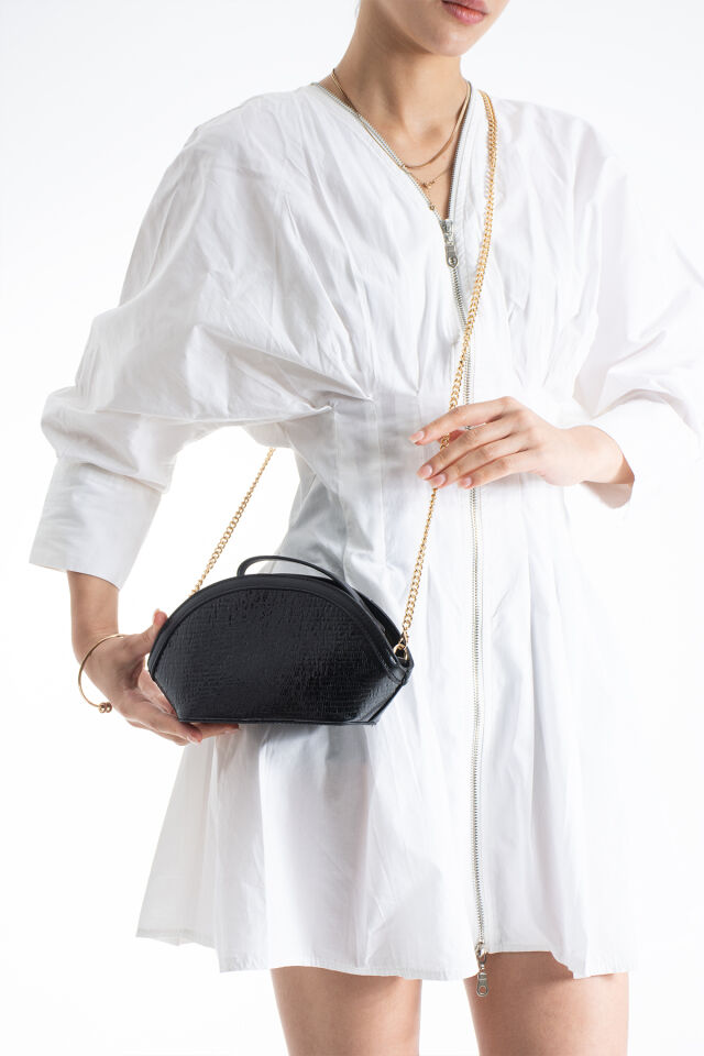 Siyah Altın Puantiyeli Clutch Portföy Kadın El Çantası Omuz Çantası Çapraz Çanta Siyah