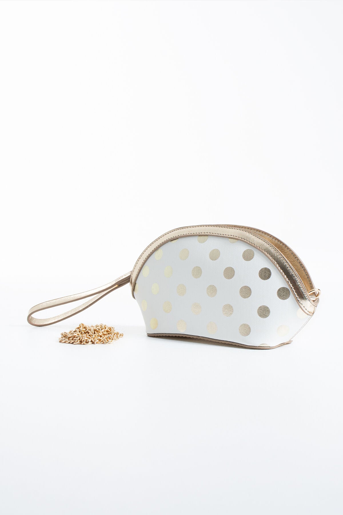 Siyah Altın Puantiyeli Clutch Portföy Kadın El Çantası Omuz Çantası Çapraz Çanta Beyaz Altın
