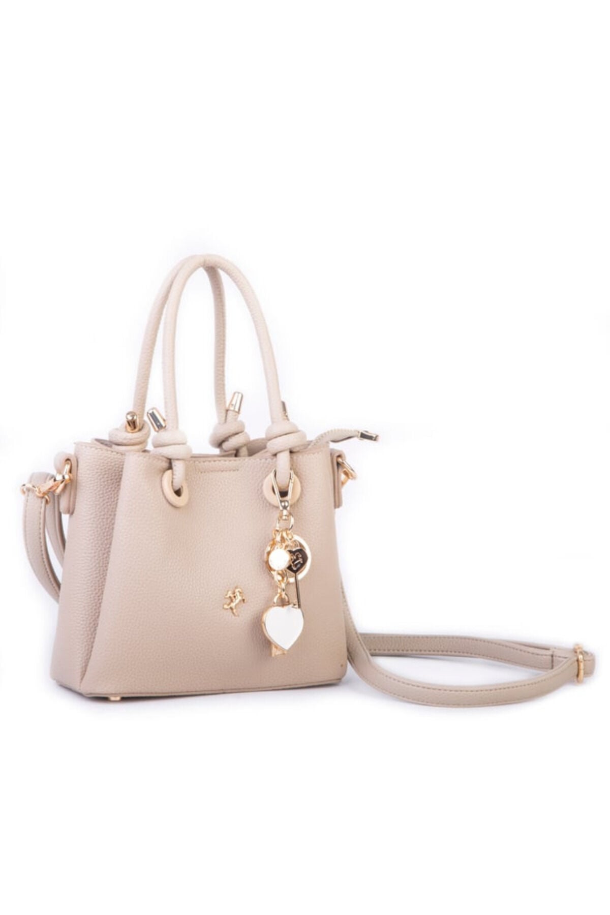 Nasbag Taba Kadın Charmlı Mini El ve Çapraz Çanta Kum